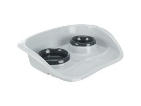 Plastový bar se 2 miskami (0,25 l/ 9cm a 0,3 l/11cm), 46x11x30 cm, šedá/různé