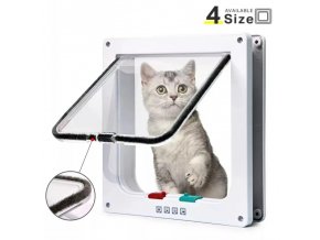 Cat Flap Door with 4 Way Security Lock Controllable Switch Transparent ABS Plastic Gate Puppy Kitten.jpg