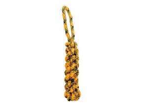 Bavlněný uzlovaný pešek HipHop ROPE 33 cm, neon oranžová, černá, žlutá