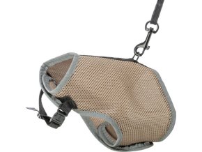 Postroj VESTA s vodítkem pro kočku 24-42 cm/1,20 m, šedobéžová