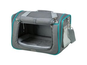 Transportní taška VICKY, 40 x 27 x 28 cm, do 5 kg, šedá/tyrkysová