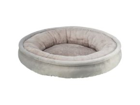Kulatý sametový pelech EMMI, s okrajem, světlešedá (ø 50 cm, ø 65 cm)