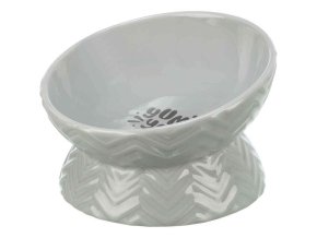 Keramická miska vyvýšená, ergonomický tvar, 0,35 l / 17 cm, šedá