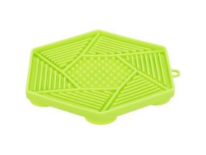 Lick´n´Snack HEXAGON s přísavkami - podložka k pomalému krmení, 17 cm, TPR/plast, zelená