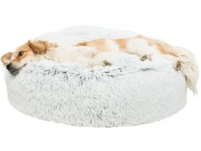 Kulatý vysoký polštář HARVEY, hebký potah s dlouhým vlasem, bílá/černá (Velikost kulatého polštáře HARVEY ø 60cm)