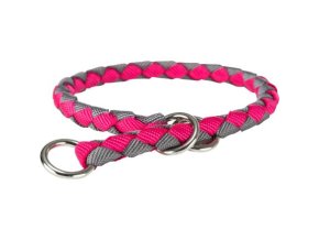 CAVO obojek kulatý "Stop tahání" - fuchsie/grafit (vel. L: 47-55 cm/18 mm)