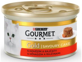 Gourmet Gold Cat konzerva Savoury Cake hovězí, rajče 85 g