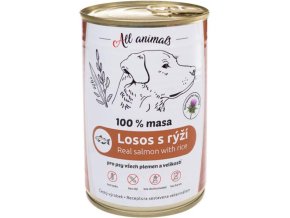ALL ANIMALS konzerva pro psy losos mletý s rýží 400g