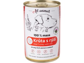 ALL ANIMALS konzerva pro psy krůta mletá s rýží 400g