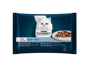 gourmet kapsa perle 4 x 85 g duo ve stave losos tunak morske ryby sardinky