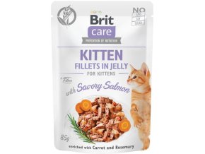 Brit Care Cat kapsička Kitten Fillets in Jelly with Savory Salmon 85 g