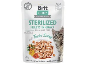 Brit Care Cat kapsička Fillets Gravy Sterilised with Tender Turkey 85 g