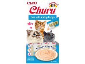 Inaba Churu cat snack Tuňák s příchutí hřebenatek 4x14 g