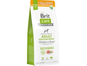 Brit Care Dog Sustainable Adult Medium Breed Chicken+Insect 12 + 2 kg