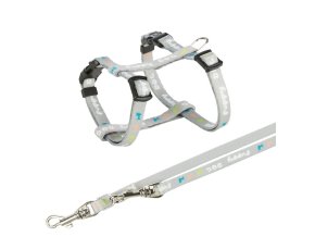 JUNIOR postroj s vodítkem pro štěňata, světlešedá (Velikost JUNIOR postroje s vodítkem M-L: 27-45 cm/10 mm, 2,00 m)