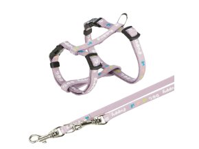 JUNIOR postroj s vodítkem pro štěňata, světlá lila (Velikost JUNIOR postroje s vodítkem M-L: 27-45 cm/10 mm, 2,00 m)