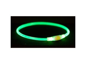 Flash light ring USB, blikací obojek, zelená (RP 2,10 Kč) (Velikost svítícího kroužku L-XL: 65 cm/ ø 8 mm)