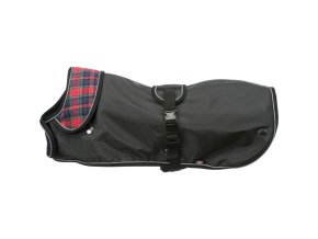 Kabátek HERMY 2v1, střih jezevčík, černá/červená (Velikost oblečku HERMY XS: 28 cm, hruď: 34-40 cm, krk: 20-26 cm)