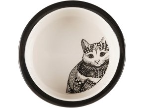 Keramická miska Zentangle pro kočky 0,3l/12 cm bílo/černá