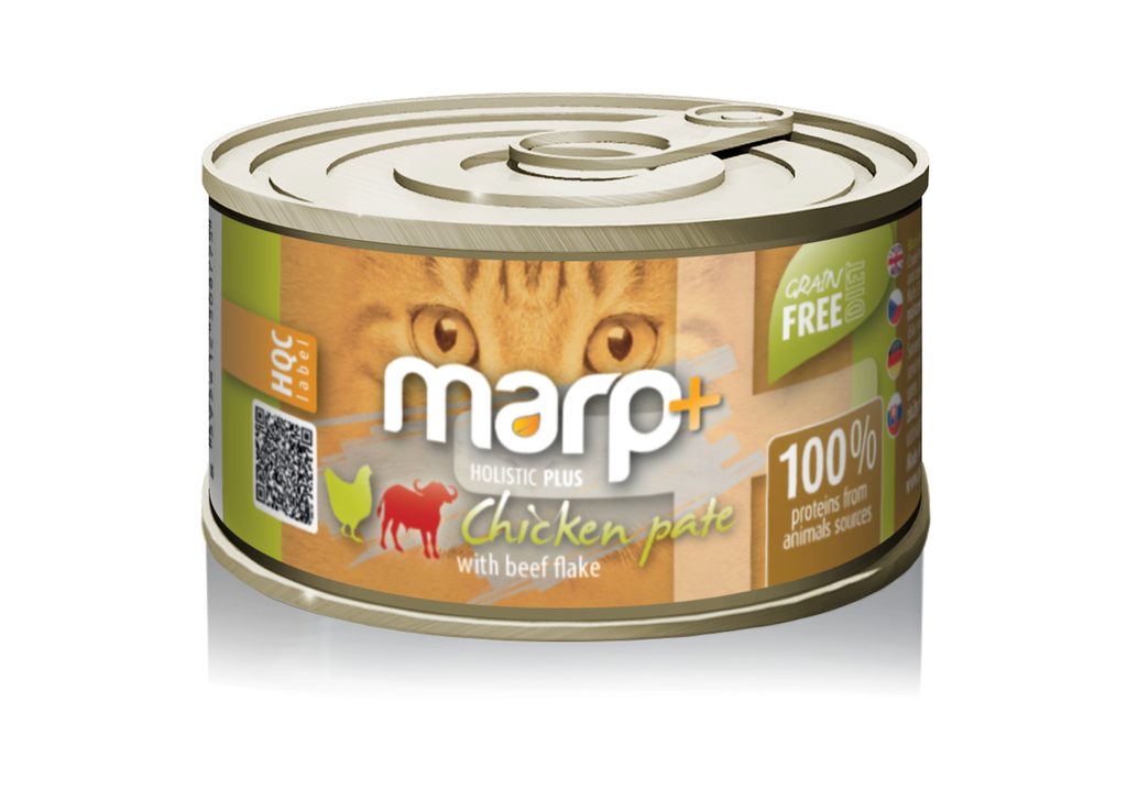 Marp Holistic Plus konzerva pro kočky - Kuřecí paté s hovězími kousky 70g