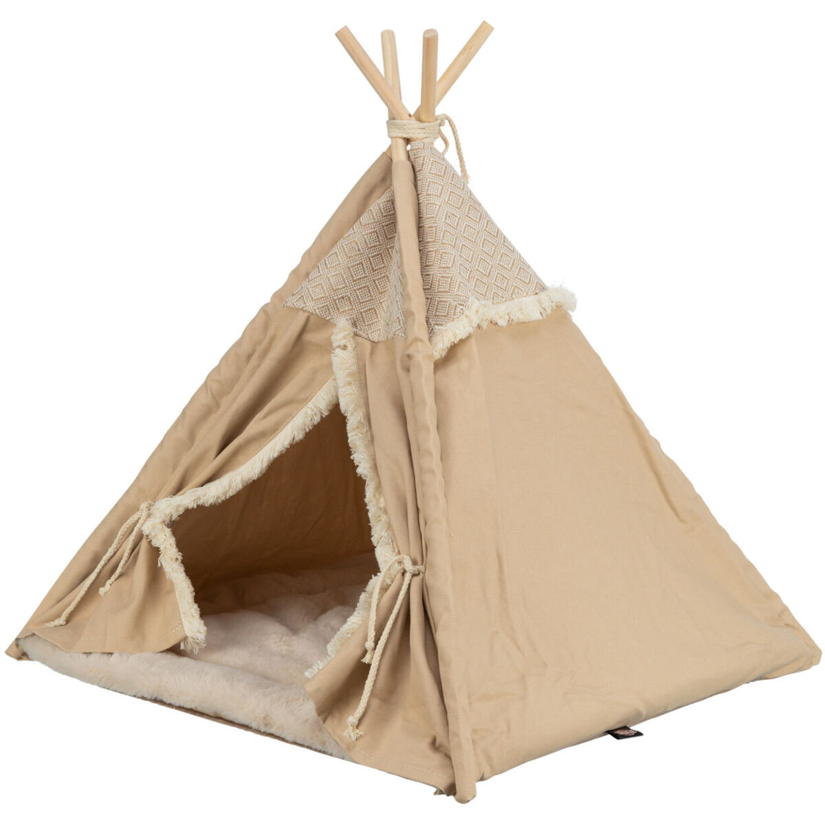 TRIXIE Teepee BOHO s polštářem, 55 x 65 x 55 cm, bavlna, béžová