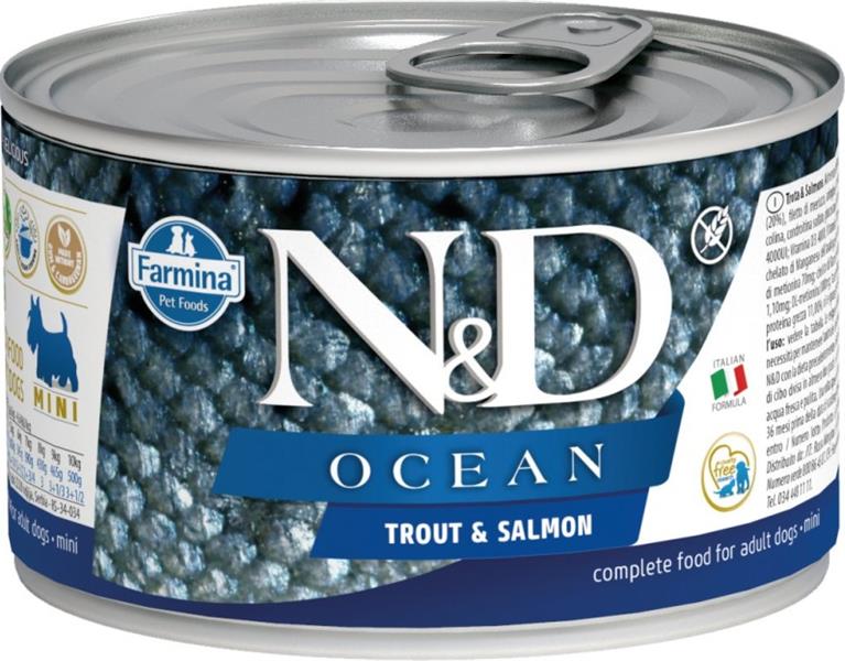 N&D OCEAN Dog konzerva Trout & Salmon Mini 140 g