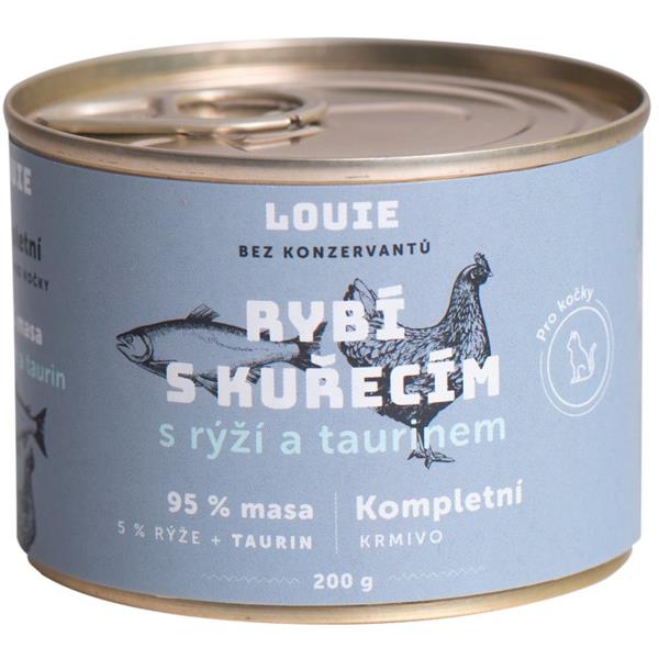Louie konz. pro kočky rybí s kuř. s rýží a taurinem 200g 