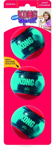 Hračka guma Squeezz Action míč 3ks KONG S