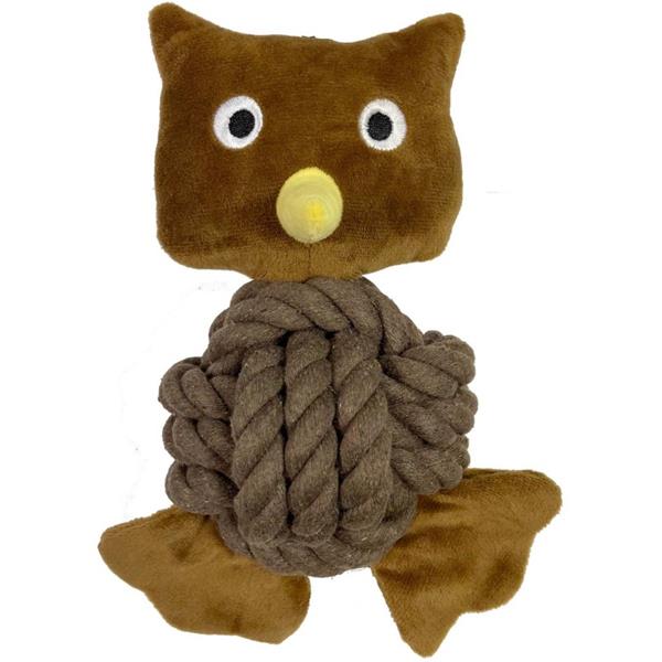 Happy Pet Hračka plyš+provaz Knottie sova HP 23 cm