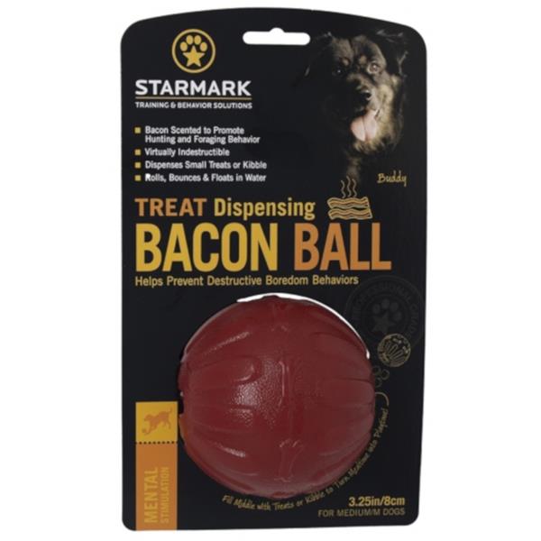 Hračka guma Chew ball Bacon míč Starmark 8 cm (červený)