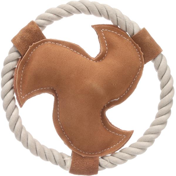 Hračka kůže+provaz swa frisbee 17 cm Flamingo