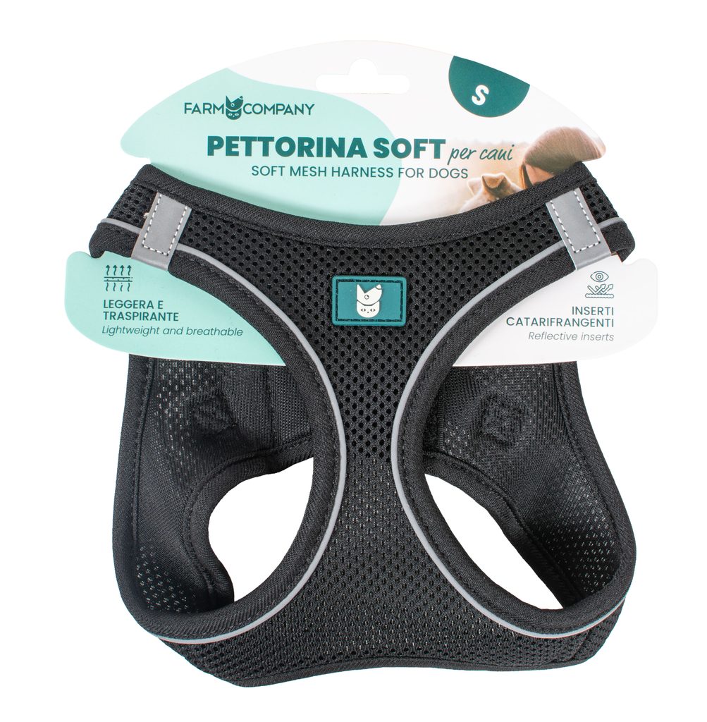 Farm company soft mesh postroj pro psy černý 2XS 28-32cm