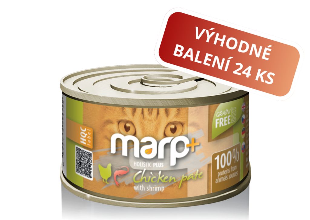Marp Holistic Plus konzerva pro kočky – Kuřecí paté s krevetami 24x70g