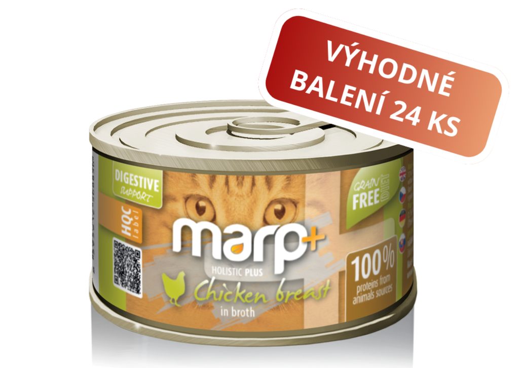 Marp Holistic Plus konzerva pro kočky – Kuřecí prsa ve vývaru 24x70g