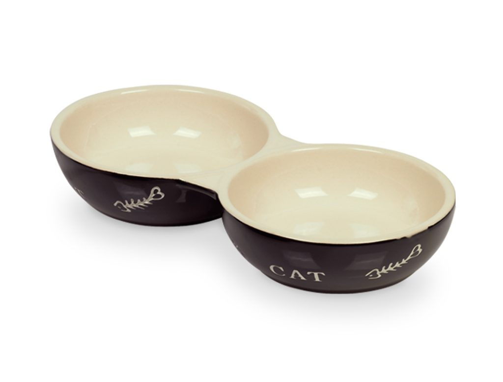 Nobby Cat keramická dvojmiska 22 cm černá