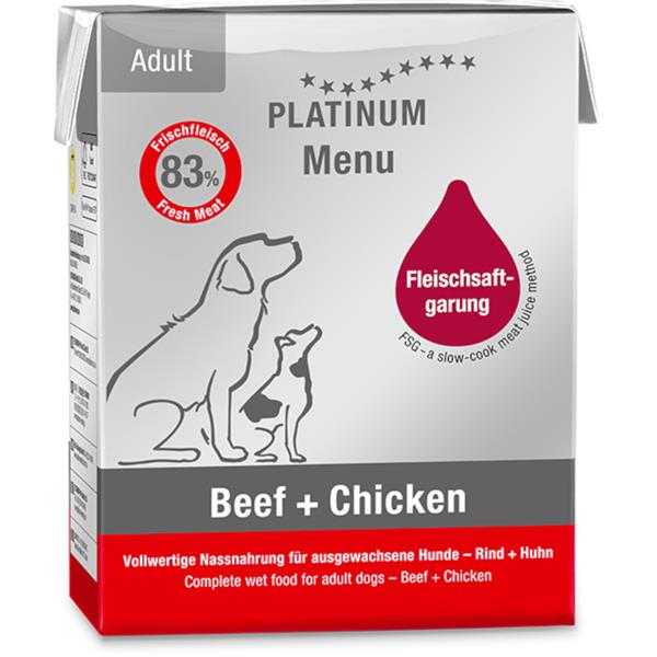 Platinum Dog Menu Beef + Chicken 185 g