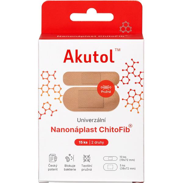 AKUTOL Nanonáplast ChitoFib Univerzál.balení 15ks