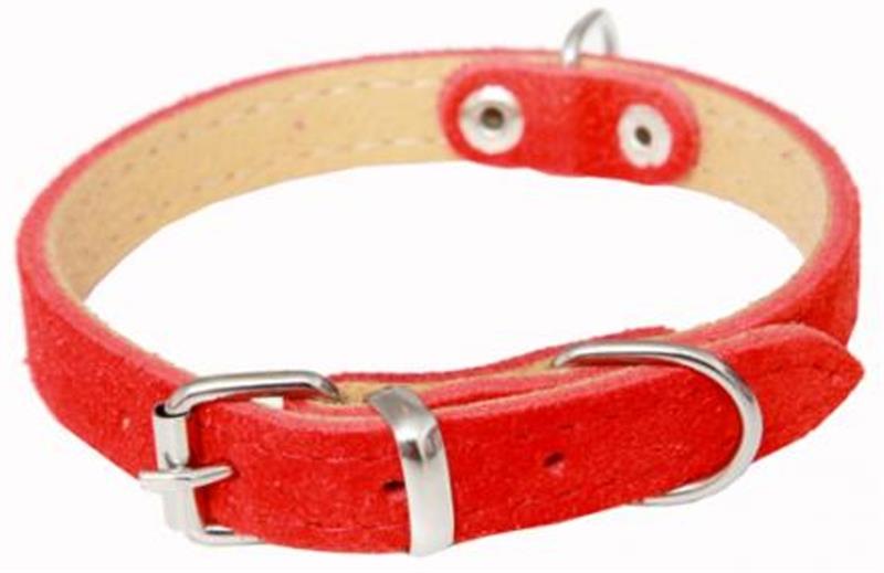 B&F Obojek semišová kůže SUNNY červená BAFPET 1,2 x 30 cm