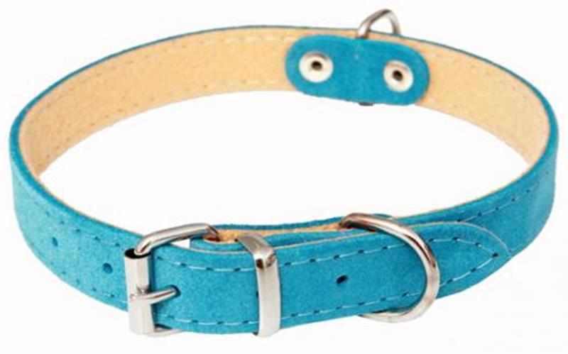 B&F Obojek semišová kůže SUNNY světle modrá BAFPET 1,2 x 30 cm