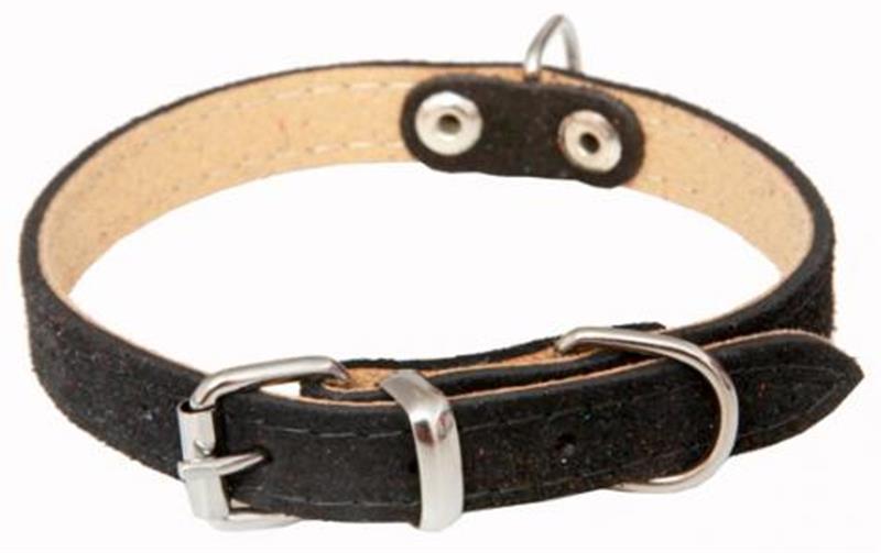 B&F Obojek semišová kůže SUNNY černá BAFPET 1,6 x 40 cm