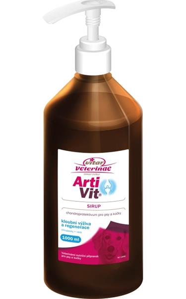 VITAR Veterinae ArtiVit Sirup 1000ml s dávkovačem + 1x 100g DentOn + 1x APORTOVACÍ MÍČEK/CESTOVNÍ MISKA  ZDARMA