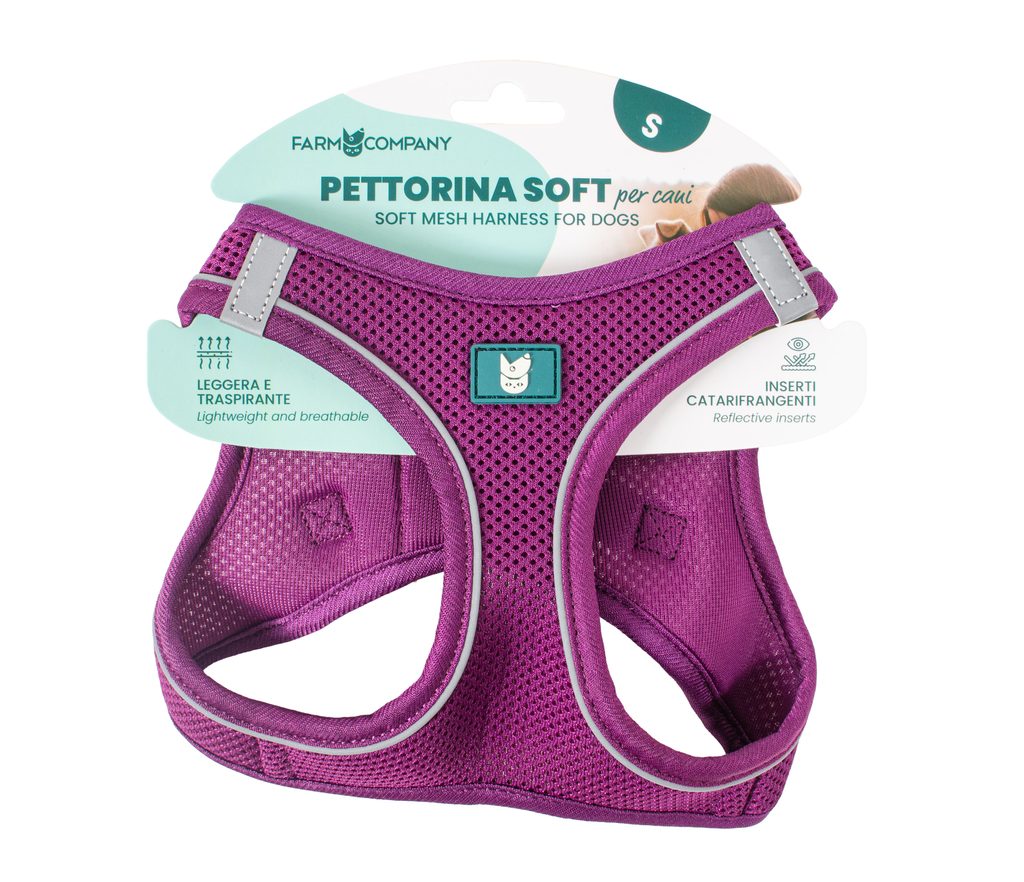Farm company soft mesh postroj pro psy fialový M 44-48cm