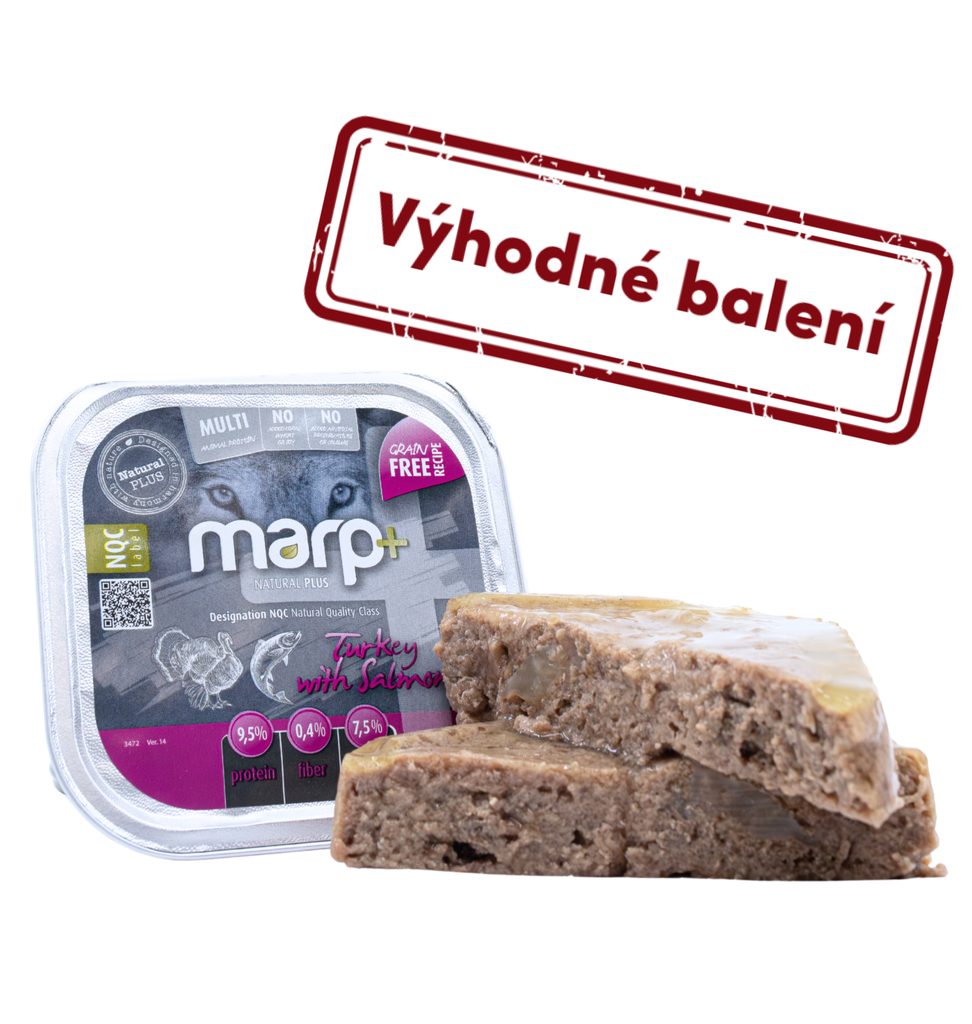 Marp Natural Plus vanička pro psy krůtí s lososem 12x150g