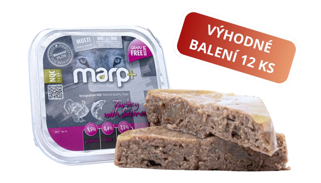 Marp Natural Plus vanička pro psy krůtí s lososem 12x150g