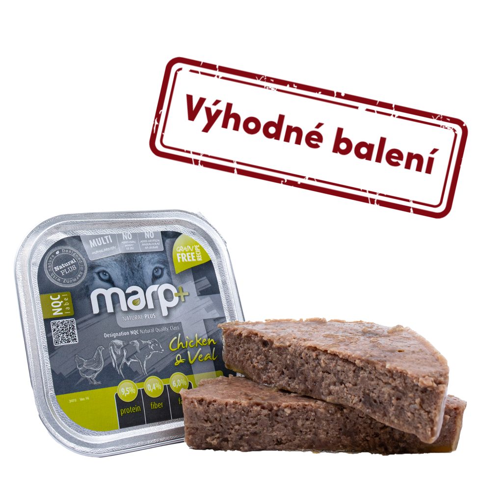 Marp Natural Plus vanička pro psy s kuřetem a telecím 12x150g