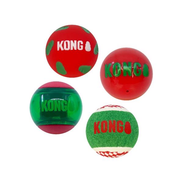 Hračka guma vánoční KONG Occasions Balls 4ks M