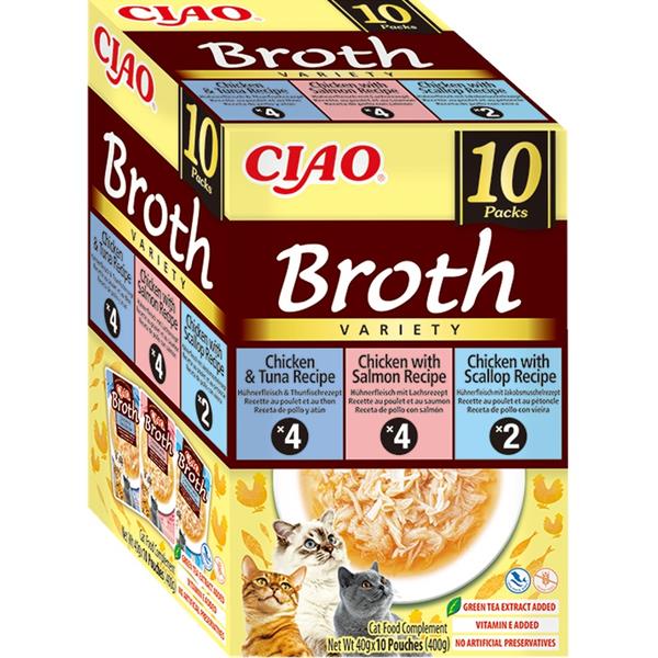 Inaba Ciao Broth kuře a ryba, hřebenatka multipack 10x 40 g