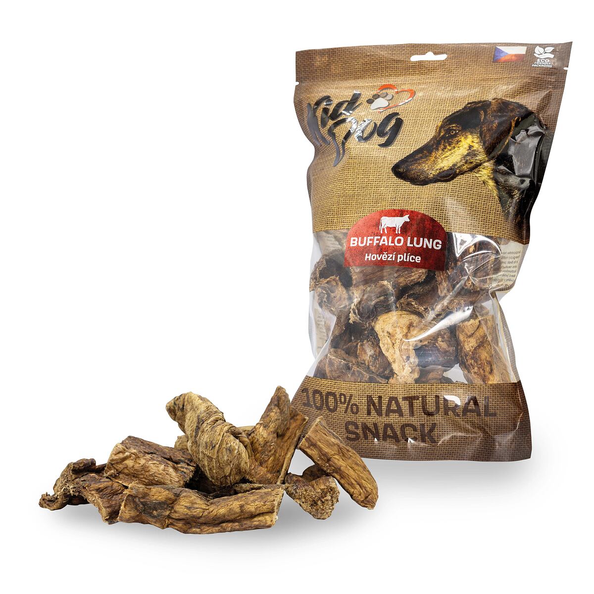 KIDDOG 100% Natural Snack, hovězí plíce 4-8 cm 300g