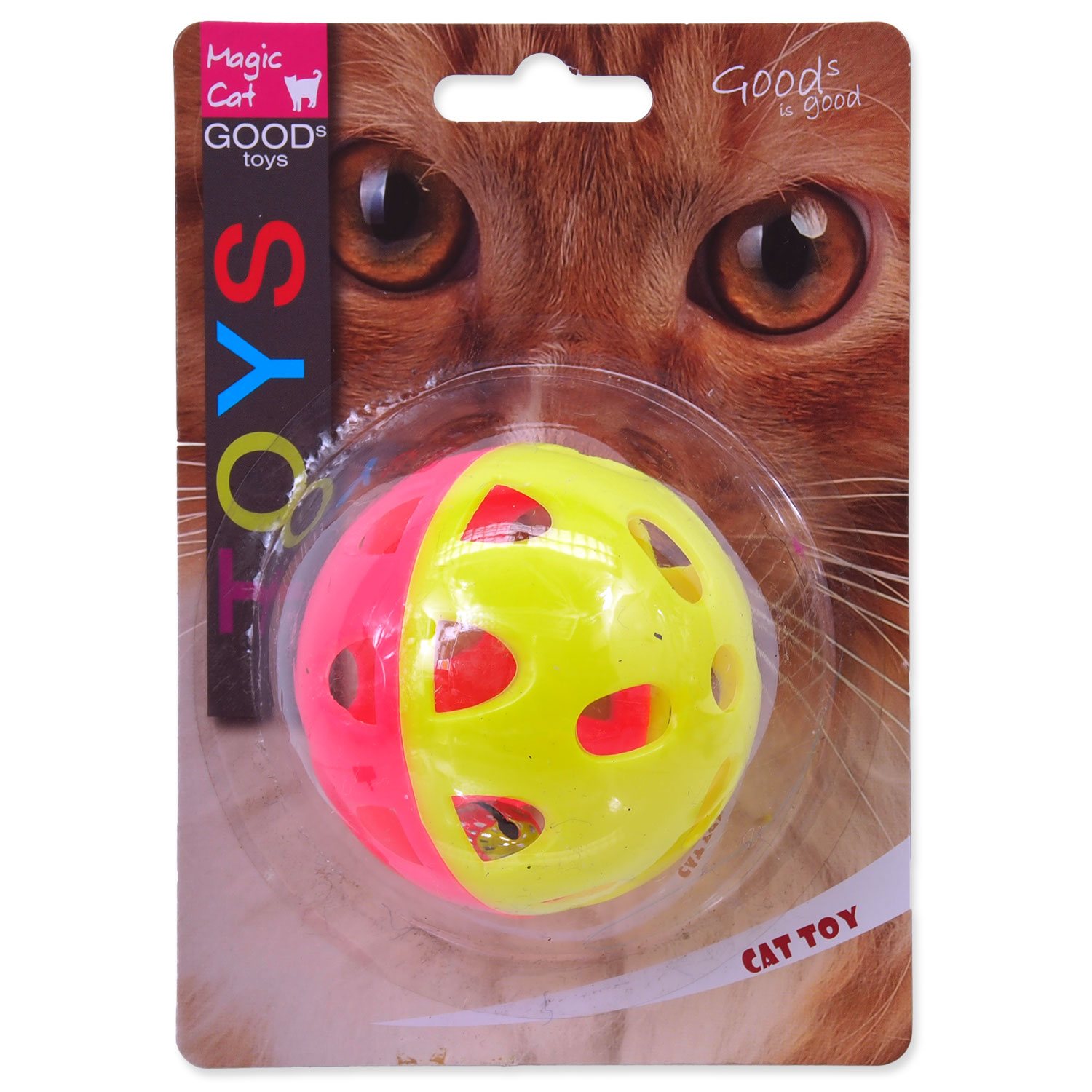 Hračka MAGIC CAT míček neonový jumbo s rolničkou 1 ks - 6cm
