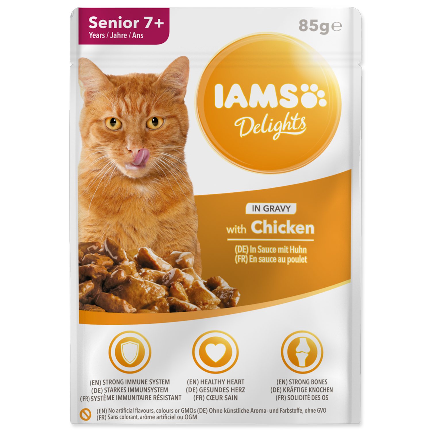 Kapsička IAMS Delights senior kuře v omáčce 85 g